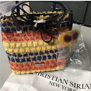 Christian Siriano Sabrina Raffia Fringe Tote Shoulder Hand Bag NWT Resort Summer
